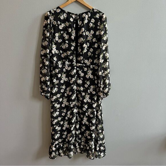 ASOS Emory Park Dark Ditzy Floral Print Maxi Dress Size Large Long Sleeve - Picture 4 of 14